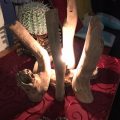 流木アート照明ライト夜
