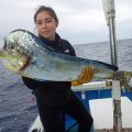 東京から来た女性がトローリングで釣れたシイラ