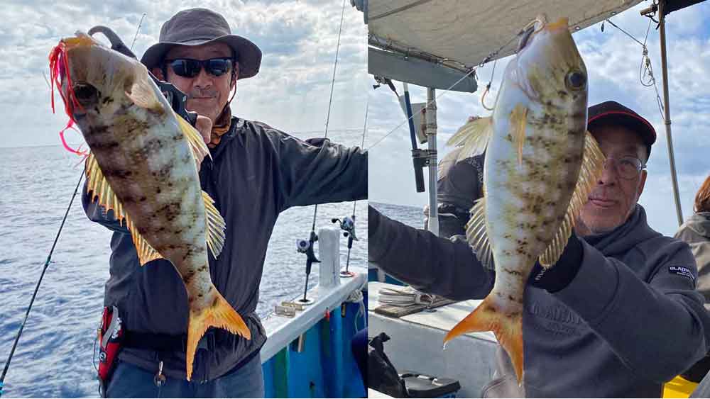 タイラバでフエフキダイを釣り上げた男性